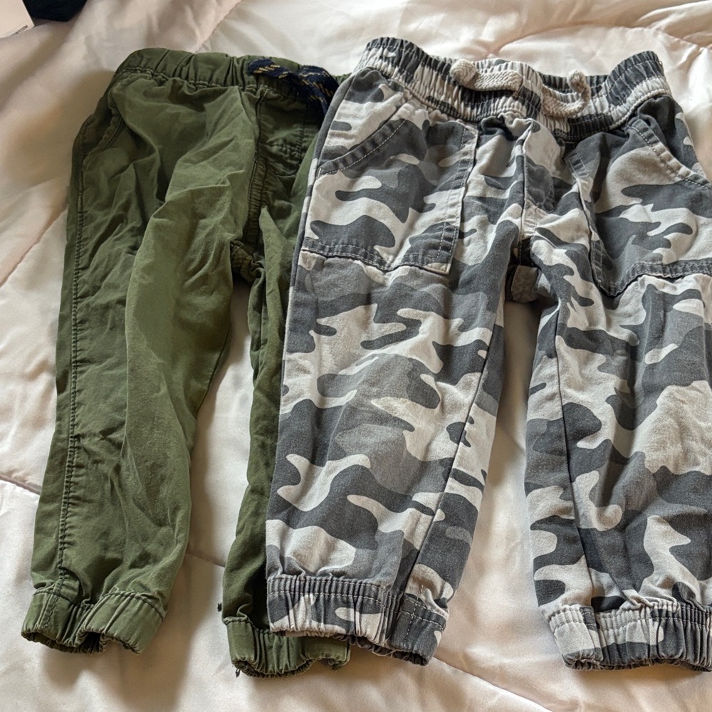 Carter's Olive Green Joggers & Gray Camo Sweatpants